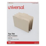 Universal UNV12122 File Folders, 1/3 Cut Second Position, One-Ply Top Tab, Letter, Manila, 100/box
