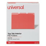Universal UNV12303 Recycled Interior File Folders, 1/3 Cut Top Tab, Letter, Red, 100/box