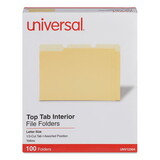 Universal UNV12304 Recycled Interior File Folders, 1/3 Cut Top Tab, Letter, Yellow, 100/box