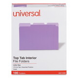 Universal UNV12305 Recycled Interior File Folders, 1/3 Cut Top Tab, Letter, Violet, 100/box