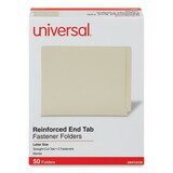 Universal UNV13120 End Tab Folders, Two Fasteners, Letter, Manila, 50/box