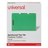 Universal UNV13522 Manila Folders, 2 Fasteners, 1/3 Tab, Letter, Green, 50/bx
