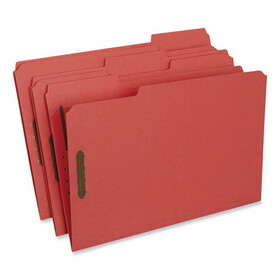 Universal UNV13527 Deluxe Reinforced Top Tab Fastener Folders, 0.75" Expansion, 2 Fasteners, Legal Size, Red Exterior, 50/Box