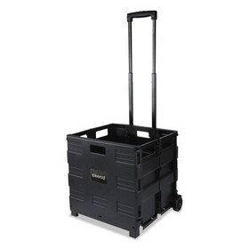 Universal UNV14110 Collapsible Mobile Storage Crate, Plastic, 18.25 x 15 x 18.25 to 39.37, Black