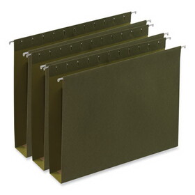 Universal UNV14142 Box Bottom Hanging File Folders, 2" Capacity, Letter Size, 1/5-Cut Tabs, Standard Green, 25/Box