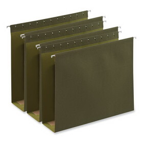 Universal UNV14143 Box Bottom Hanging File Folders, 3" Capacity, Letter Size, 1/5-Cut Tabs, Standard Green, 25/Box