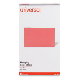 Universal UNV14218 Deluxe Bright Color Hanging File Folders, Legal Size, 1/5-Cut Tabs, Red, 25/Box