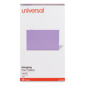 Universal UNV14220 Deluxe Bright Color Hanging File Folders, Legal Size, 1/5-Cut Tabs, Violet, 25/Box