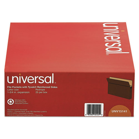 Universal UNV15141 Redrope Expanding File Pockets, 1.75" Expansion, Letter Size, Redrope, 25/Box