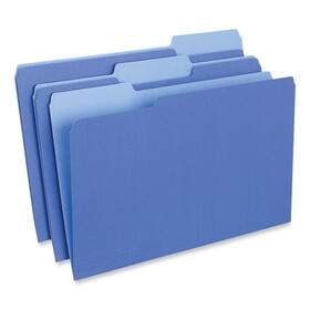 Universal UNV15301 Interior File Folders, 1/3-Cut Tabs: Assorted, Legal Size, 11-pt Stock, Blue, 100/Box