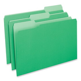 Universal UNV15302 Interior File Folders, 1/3-Cut Tabs: Assorted, Legal Size, 11-pt Stock, Green, 100/Box