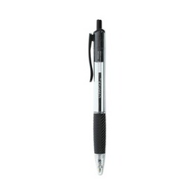 Universal UNV15530 Comfort Grip Ballpoint Pen, Retractable, Medium 1 mm, Black Ink, Clear/Black Barrel, Dozen