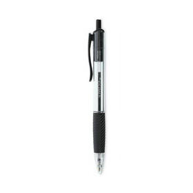 Universal UNV15533 Comfort Grip Ballpoint Pen, Retractable, Medium 1 mm, Black Ink, Clear/Black Barrel, 48/Pack