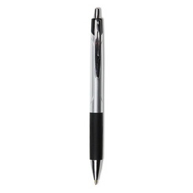 Universal One UNV15540 Advanced Ink Retractable Ballpoint Pen, Black Ink, Silver, 1mm, Dozen