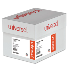Universal UNV15851 Printout Paper, 1-Part, 18 lb Bond Weight, 14.88 x 11, White/Green Bar, 2,600/Carton