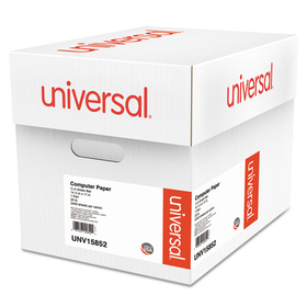Universal UNV15852 Printout Paper, 1-Part, 20 lb Bond Weight, 14.88 x 11, White/Green Bar, 2,400/Carton