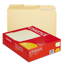 Universal UNV16113 Double-Ply Top Tab Manila File Folders, 1/3-Cut Tabs: Assorted, Letter Size, 0.75" Expansion, Manila, 100/Box
