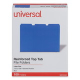 Universal UNV16161 Colored File Folders, 1/3 Cut Assorted, Two-Ply Top Tab, Letter, Blue, 100/box