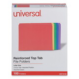 Universal UNV16166 File Folders, 1/3 Cut Double-Ply Top Tab, Letter, Assorted Colors, 100/box