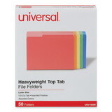 Universal One UNV16466 Deluxe Heavyweight File Folders, 1/3-Cut Tabs: Assorted, Letter Size, 0.75