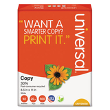Universal UNV20030 30% Recycled Copy Paper, 92 Brightness, 20lb, 8 1/2 X 11, White, 5000/carton