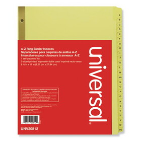 Universal UNV20812 Preprinted Plastic-Coated Tab Dividers, 25 Alphabet Tabs, Letter, Buff, 25/set