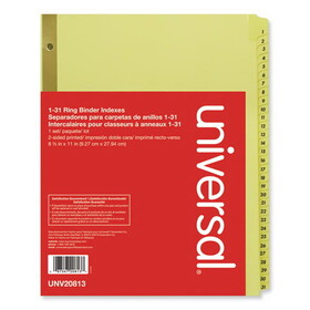 Universal UNV20813 Preprinted Plastic-Coated Tab Dividers, 31 Numbered Tabs, Letter, Buff, 31/set