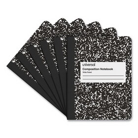 Universal UNV20936 Composition Book, Wide/Legal Rule, Black Marble Cover, (100) 9.75 x 7.5 Sheets, 6/Pack