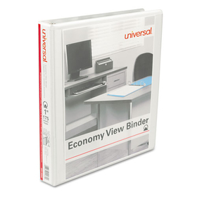 Universal UNV20962CT Economy Round Ring View Binder, 1" Capacity, White, 12/carton