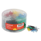Universal One UNV21000 Vinyl-Coated Wire Paper Clips, No. 1, Assorted Colors, 1000/pack