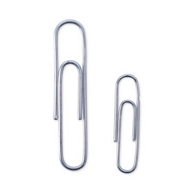 Universal UNV21001 Plastic-Coated Paper Clips with Two-Compartment Dispenser Tub, (750) #2 Clips, (250) Jumbo Clips, Silver