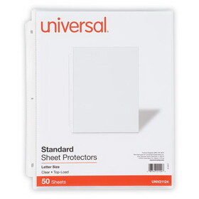Universal UNV21124 Top-Load Poly Sheet Protectors, Standard Gauge, Letter, Clear, 50/Pack