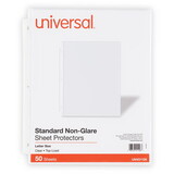 Universal UNV21126 Top-Load Poly Sheet Protectors, Std Gauge, Nonglare, Clear, 50/box