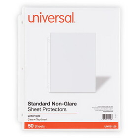 Universal UNV21126 Top-Load Poly Sheet Protectors, Std Gauge, Nonglare, Clear, 50/Pack