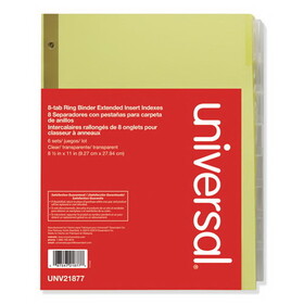 Universal UNV21877 Deluxe Extended Insertable Tab Indexes, 8-Tab, 11 x 8.5, Buff, Clear Tabs, 6 Sets