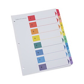 Universal UNV24802 Table Of Contents Dividers, Assorted Color 8-Tab, 1-8, Letter, White, 6/pk