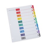 Universal UNV24804 Table Of Contents Dividers, Assorted Color 10-Tab, 1-10, Letter, White, 6/pk