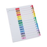 Universal UNV24808 Table Of Contents Dividers, Assorted Color 15-Tab, 1-15, Letter, White, 6/pk