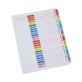 Universal UNV24812 Table Of Contents Dividers, Assorted Color 26-Tab, A-Z, Letter, White, 26/set