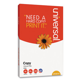Universal UNV28110RM Copy Paper, 92 Bright, 20 lb, 11 x 17, White, 500 Sheets/Ream