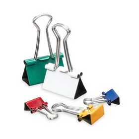 Universal UNV31026 Binder Clips with Storage Tub, (12) Mini (0.5"), (12) Small (0.75"), (6) Medium (1.25"), Assorted Colors