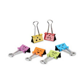 Universal UNV31031 Emoji Themed Binder Clips with Storage Tub, Medium, Assorted Colors, 42/Pack