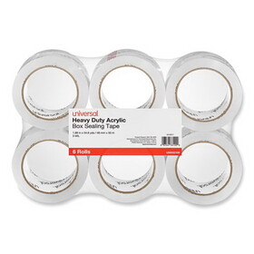 Universal UNV33100 Heavy-Duty Acrylic Box Sealing Tape, 3" Core, 1.88" x 54.6 yds, Clear, 6/Pack