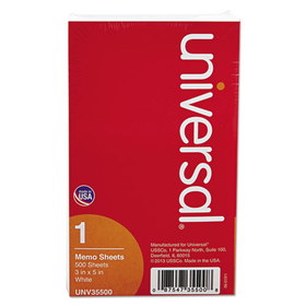 Universal UNV35500 Loose Memo Sheets, 3 X5, White, 500 Sheets/pack