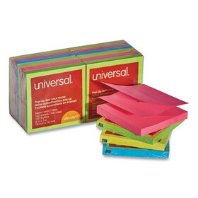 Universal UNV35617 Fan-Folded Pop-Up Notes, 3 X 3, 4 Assorted Neon Colors, 100-Sheet, 12/pack