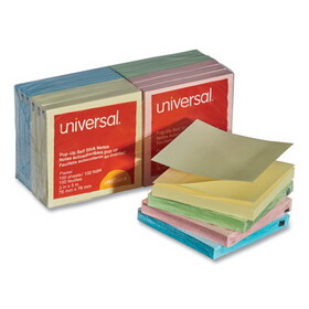 Universal UNV35619 Fan-Folded Pop-Up Notes, 3 X 3, 4 Assorted Pastel Colors, 100-Sheet, 12/pack
