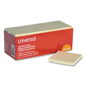 Universal UNV35693 Self-Stick Note Pad Cabinet Pack, 3" x 3", Yellow, 90 Sheets/Pad, 24 Pads/Pack