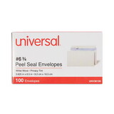 Universal UNV36106 Peel Seal Strip Security Tint Business Envelope, #6 3/4, Square Flap, Self-Adhesive Closure, 3.63 x 6.5, White, 100/Box