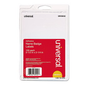 Universal UNV39101 Plain Self-Adhesive Name Badges, 3 1/2 X 2 1/4"