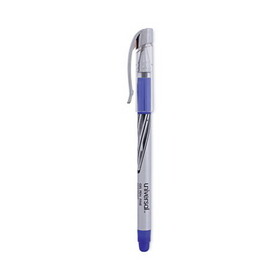 Universal UNV39621 Gel Pen, Stick, Medium 0.7 mm, Blue Ink, Silver/Blue Barrel, Dozen